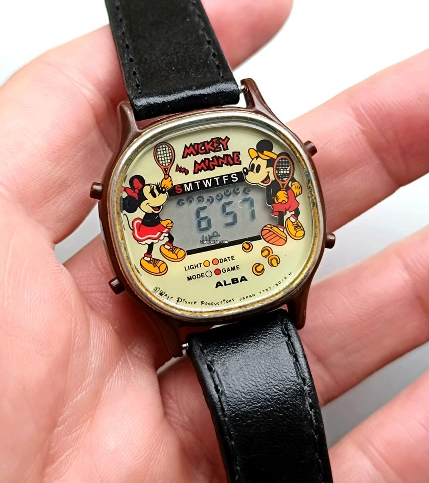 Seiko Alba Mickey Minnie Mouse Y757-5000 Nov 1981 Digital Melody Alarm JAPAN