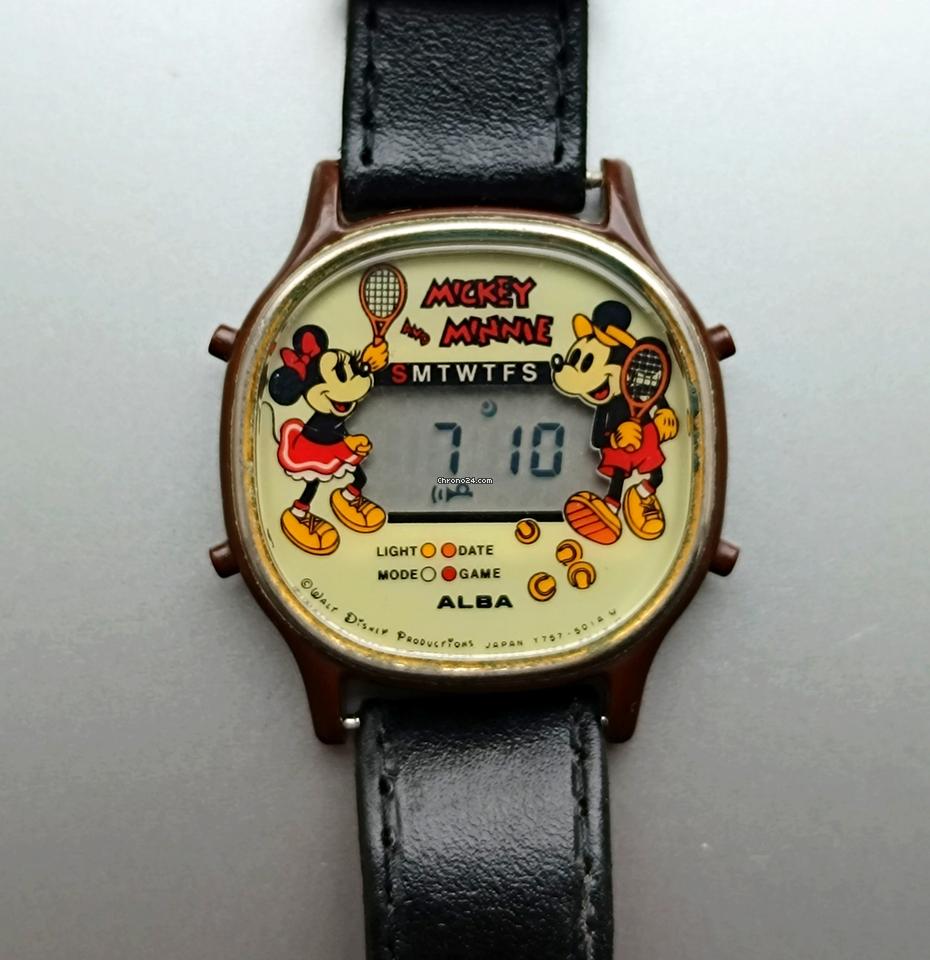 Seiko Alba Mickey Minnie Mouse Y757-5000 Nov 1981 Digital Melody Alarm JAPAN