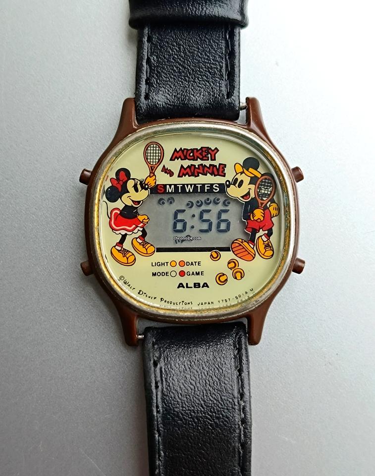 Seiko Alba Mickey Minnie Mouse Y757-5000 Nov 1981 Digital Melody Alarm JAPAN