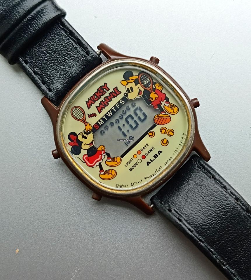 Seiko Alba Mickey Minnie Mouse Y757-5000 Nov 1981 Digital Melody Alarm JAPAN