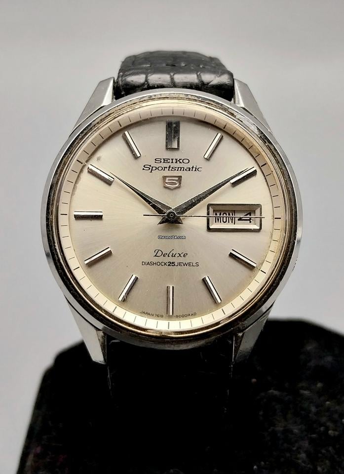 Seiko 5 Sports Sportsmatic 5 Deluxe 25 Jewels 7619-9000 Vintage Mens Watch