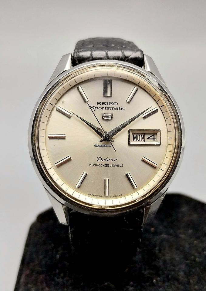 Seiko 5 Sports Sportsmatic 5 Deluxe 25 Jewels 7619-9000 Vintage Mens Watch