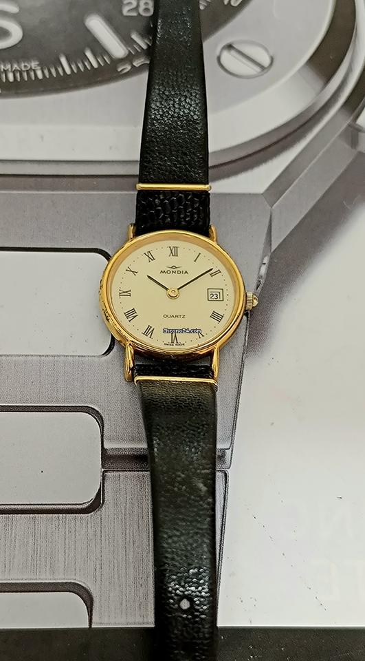 Mondia Date Quartz Gold Plated 60077 Swiss Ladies Watch