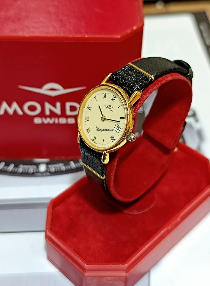 Mondia Date Quartz Gold Plated 60077 Swiss Ladies Watch