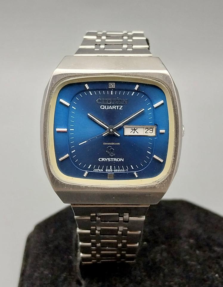 Citizen Vintage Citizen Crystron CQ BlueTV Square Dial 8550 Quartz Mens Watch