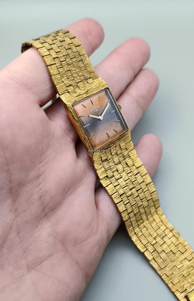 Rotary Tiger Eye Dial 1970s [214] Gold Bark Effect Bracelet Mechanical Swiss Watch